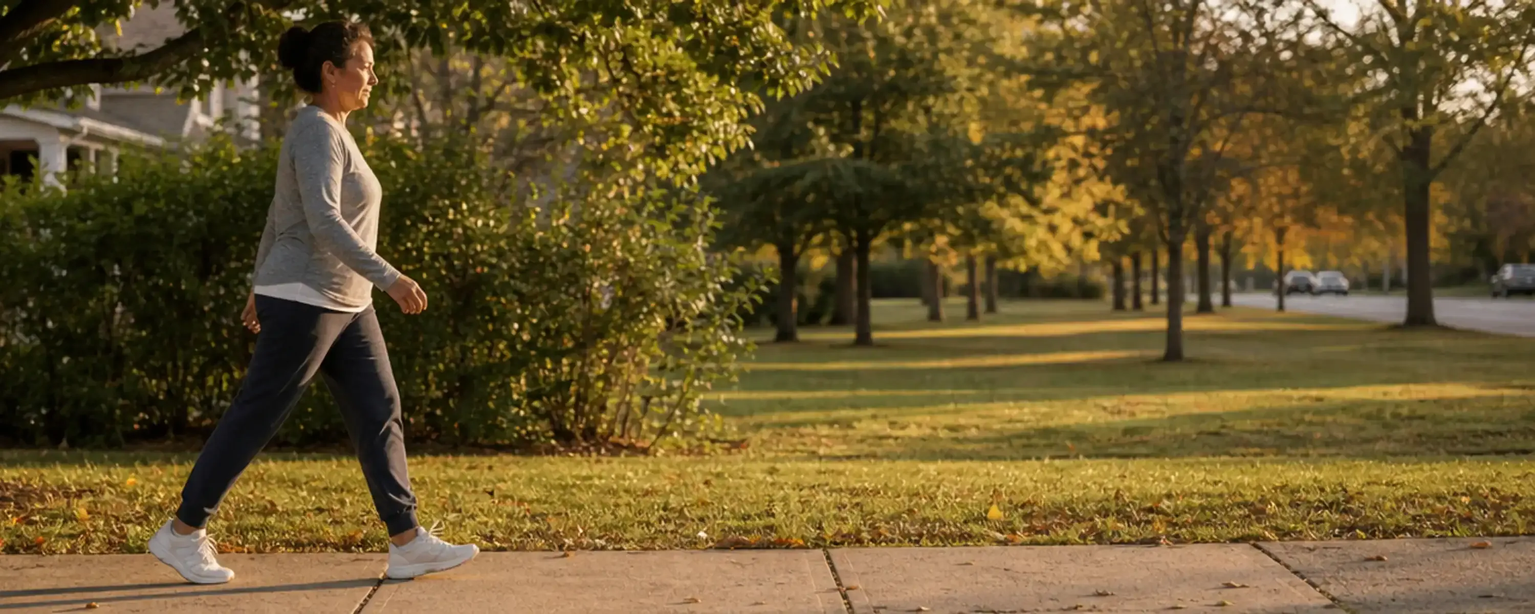 adult walking outdoors for daily weight-loss exercise